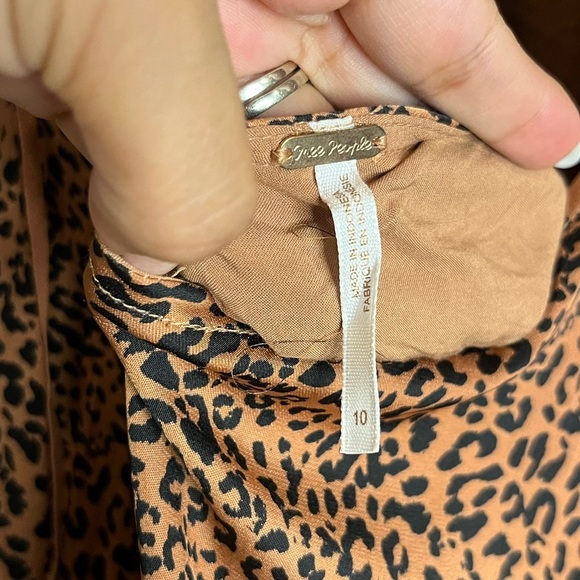 FREE PEOPLE WOMENS LOVELESS ANIMAL PRINT CHEETAH MIDI DRESS SIZE 10 - Picture 10 of 10